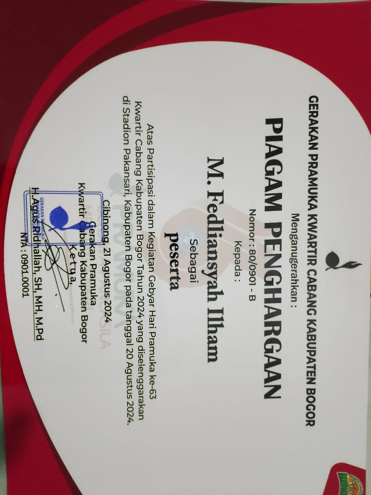 Piagam Gebyar Pramuka