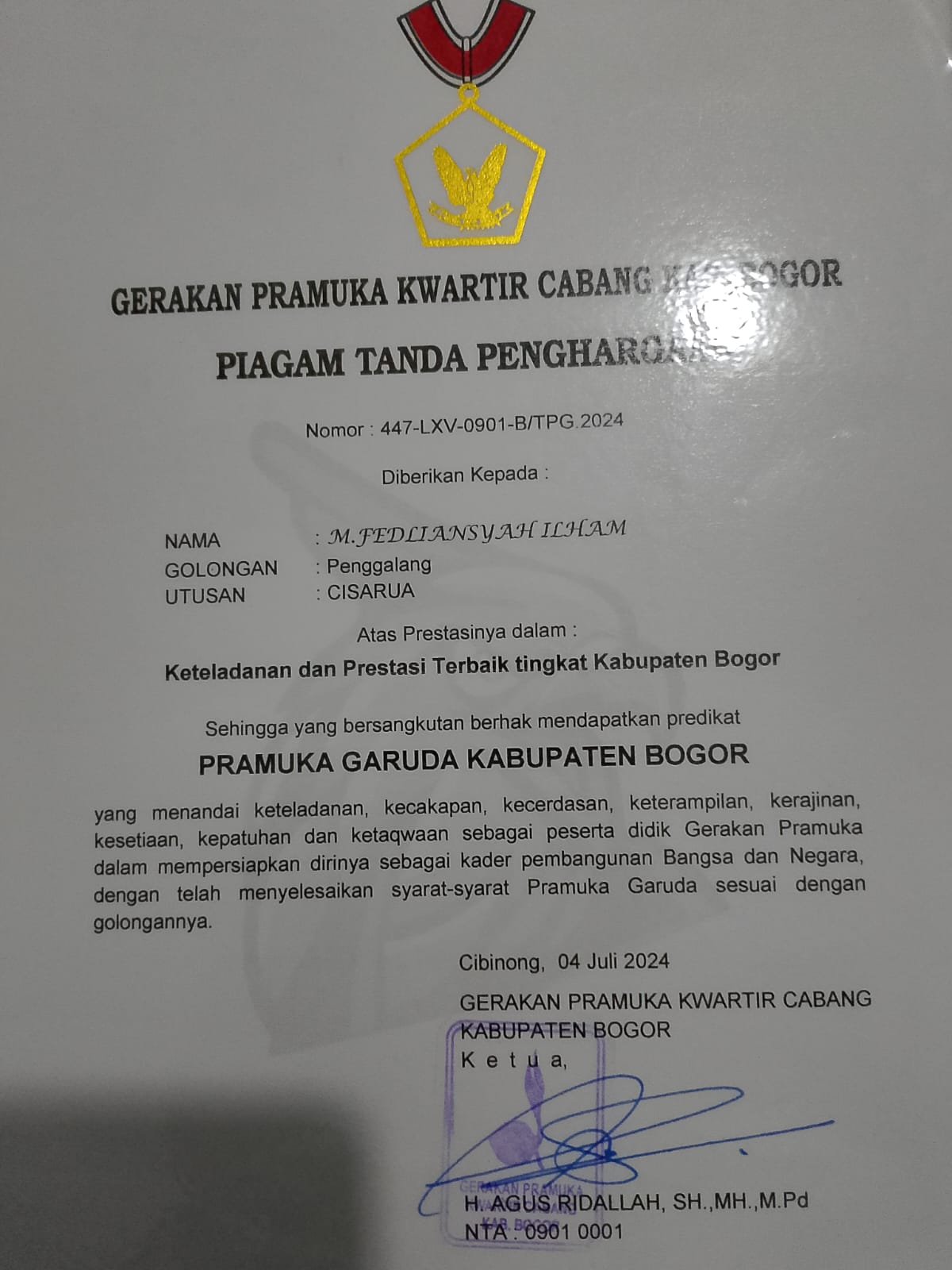 Piagam Pramuka Garuda